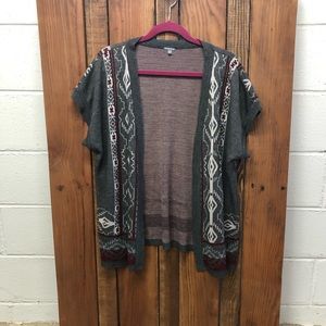 Charlotte Russe size medium gray maroon sweater cardigan